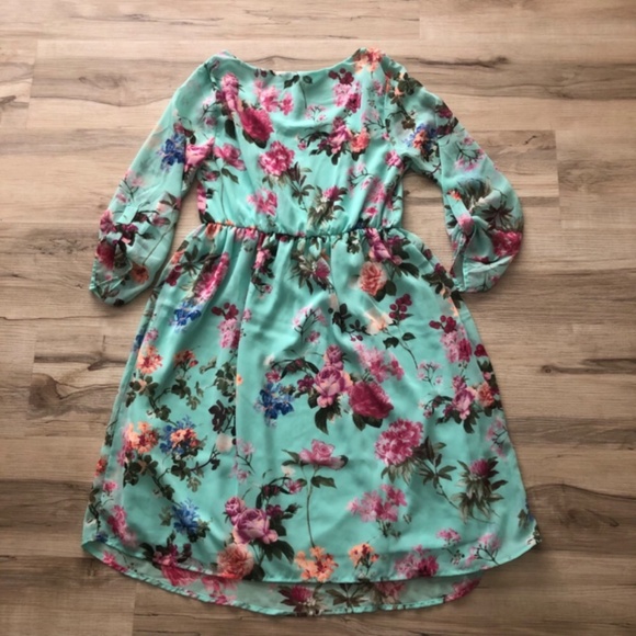 PinkBlush Teal Green Floral Maternity Dress - Picture 5 of 6